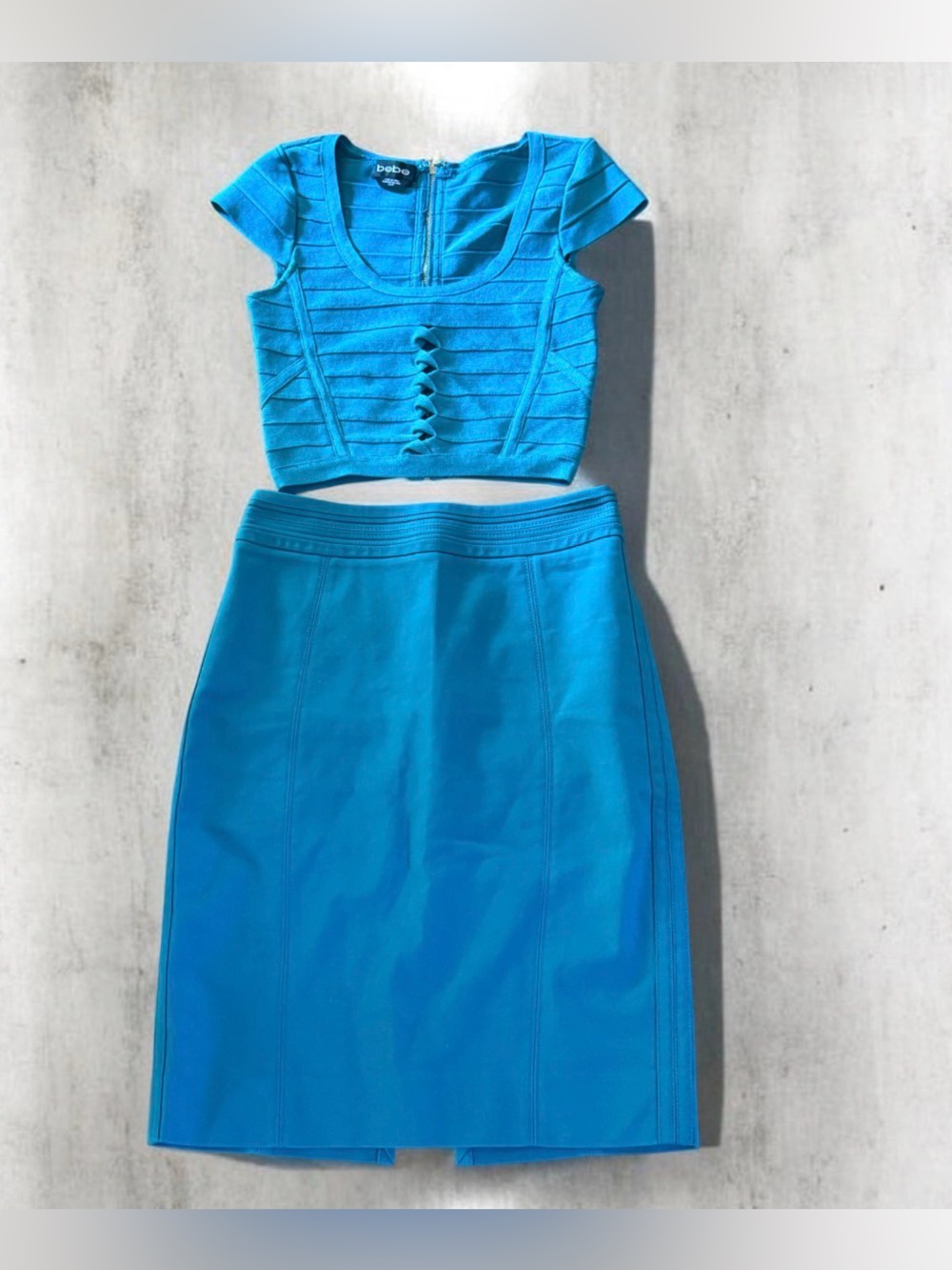 Stunning Teal Two-Piece Dress Set Bebe WHBM